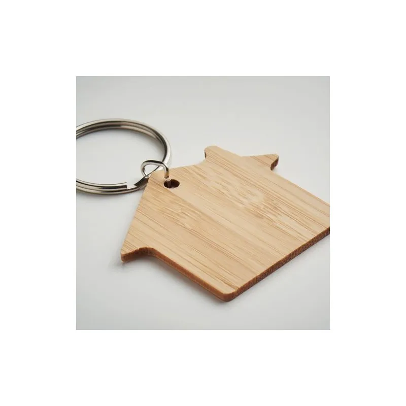 Porte-clés en bambou personnalisé - HOUSEBOO Matières : bois Couleurs : bois impression haute définition