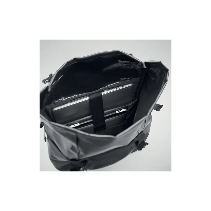 Sac enroulable personnalisé en Tarpaulin 50C - JAYA BAG Matières : PVC Couleurs : noir impression haute définition