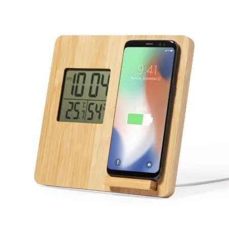 Chargeur Sans Fil Intégré Écologique Station Météo Fiory Matières : nylon Couleurs : rouge cadeau entreprise pas cher