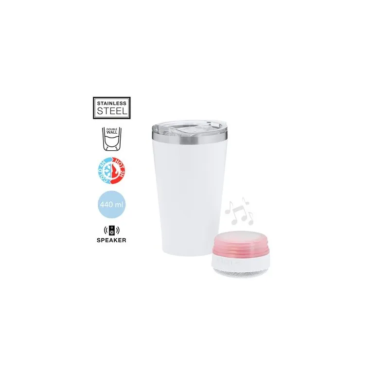 Verre thermique personnalisé haut-parleurs pas cher Tandix Matières : acier inoxydable Couleurs : gun Contenance : 470 ml goodie