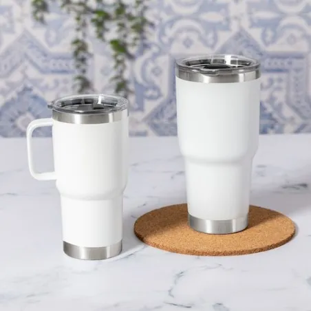 Tasse Isotherme Écologique Personnalisée - Paster Matières : silicone Couleurs : blanc cadeau affaires élégant