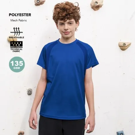 T-Shirt Enfant Personnalisé 100% Polyester Écologique Tecnic Sappor Matières : aluminium Couleurs : rouge personnalisation sur m