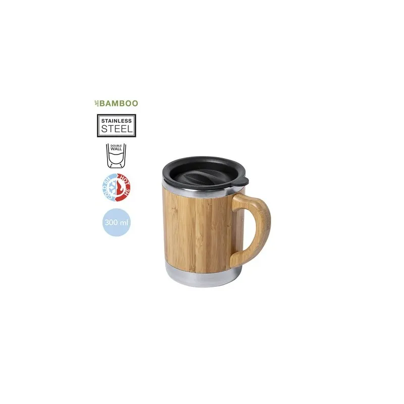 Mug Isotherme Personnalisable Thermique Vanatin Matières : bambou Couleurs : noir