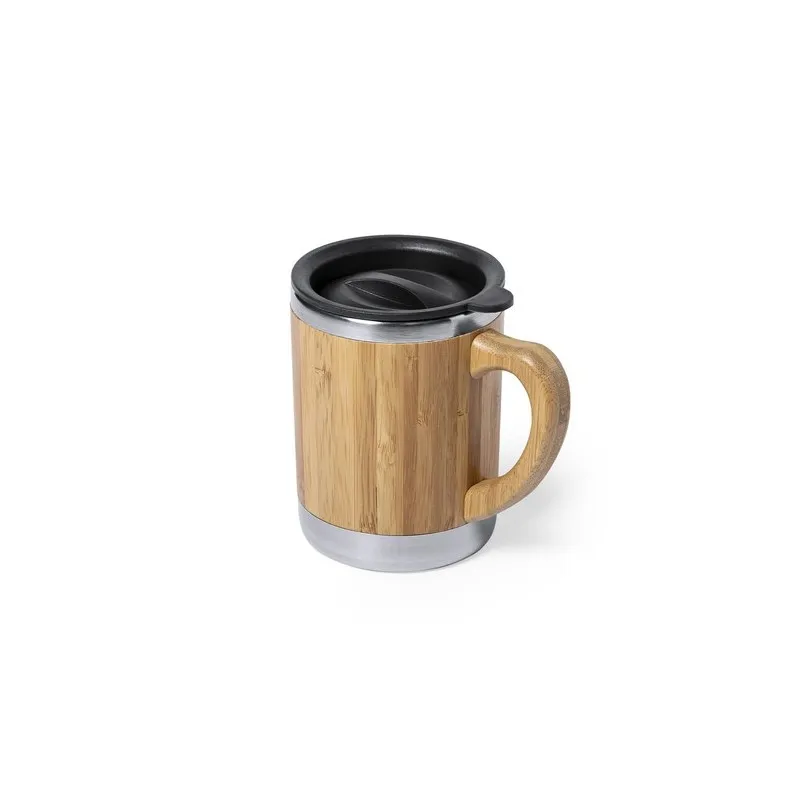 Mug Isotherme Personnalisable Thermique Vanatin Matières : bambou Couleurs : noir cadeau entreprise pas cher