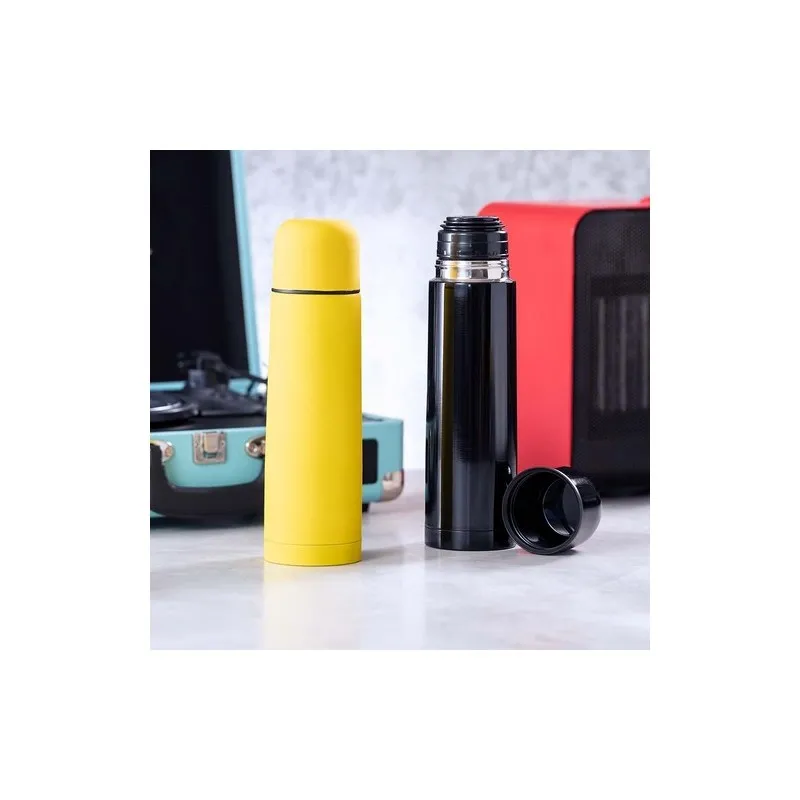 Bouteille Isotherme Économique Personnalisée 500 ml Hosban Matières : bambou Couleurs : blanc marquage laser ultra précis