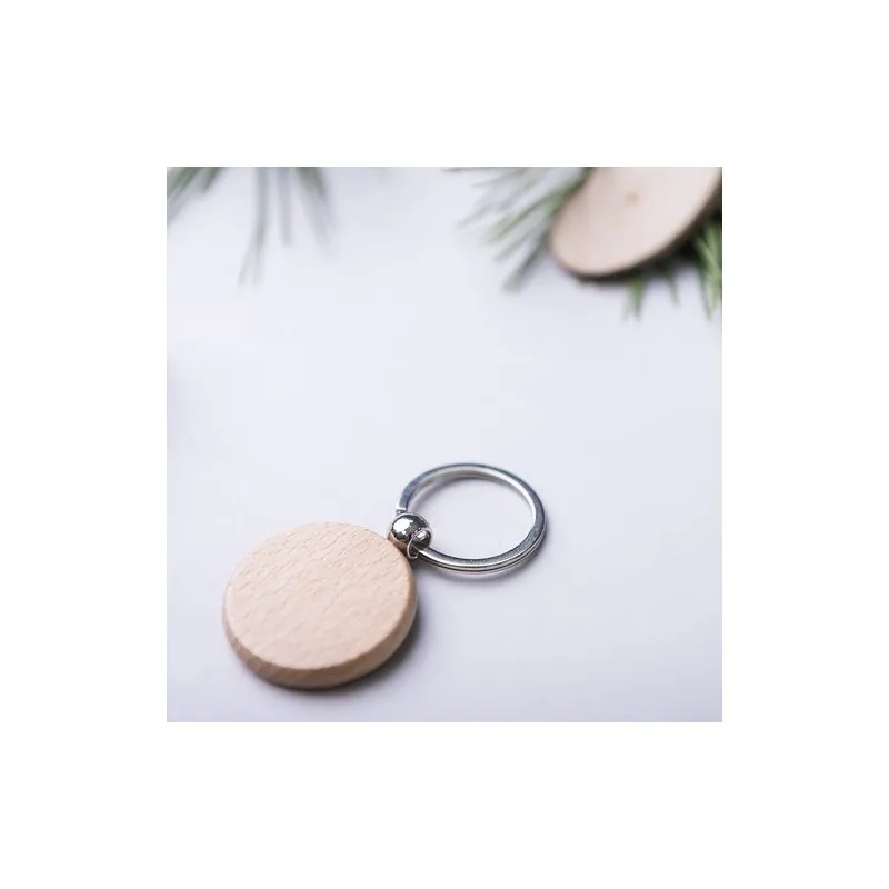 Porte-clés éco-friendly en bois personnalisable Pelton Matières : coton recyclé Couleurs : beige cadeau affaires élégant