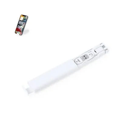 Set de Câbles Adaptateurs Personnalisés Économiques Tich Matières : ABS recyclé Couleurs : bleu personnalisable avec votre logo