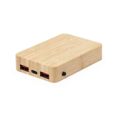 Batterie Écologique Personnalisée 5000 mAh Power Bank Dominik pas cher Matières : coton Couleurs : beige objet promotionnel éco-