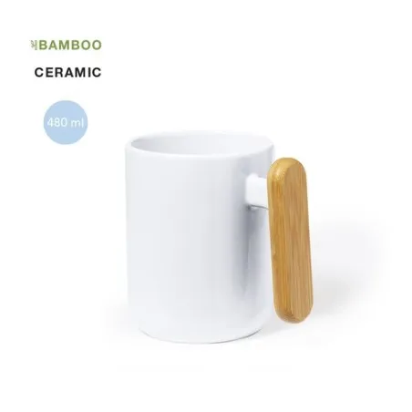 Tasse en Céramique Écologique avec Poignée en Bambou Personnalisée Mystral Matières : ABS Couleurs : vert personnalisable avec v