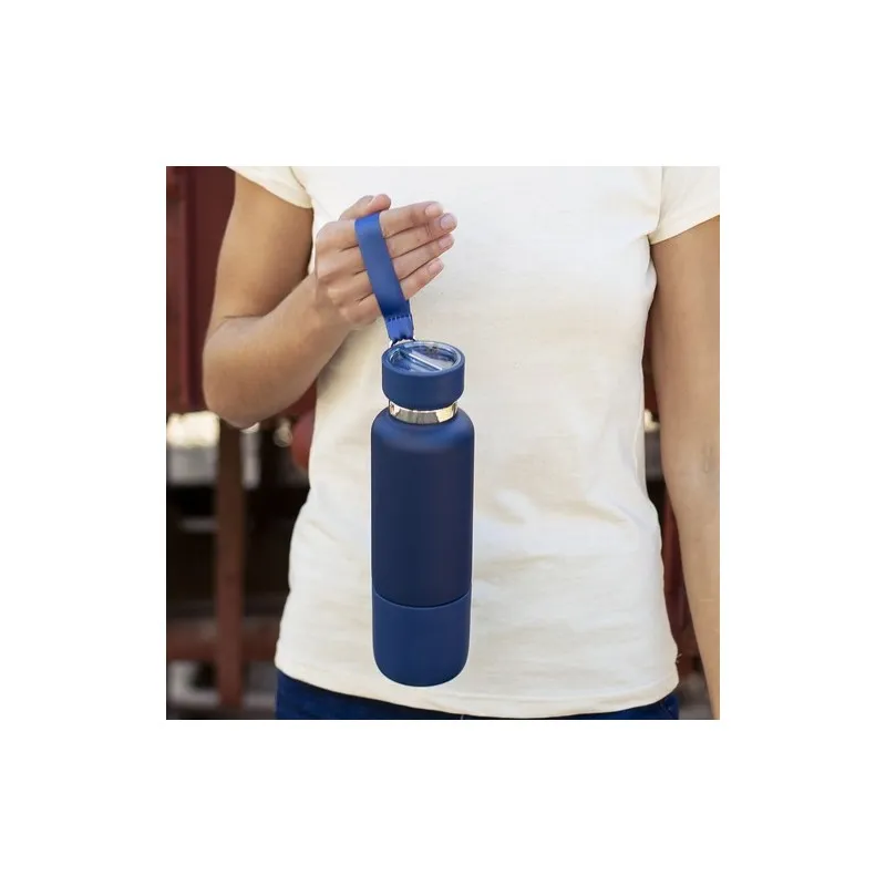Bouteille Isotherme Écologique Personnalisée 550ml - Flautrok Matières : polyester Couleurs : rouge impression haute définition