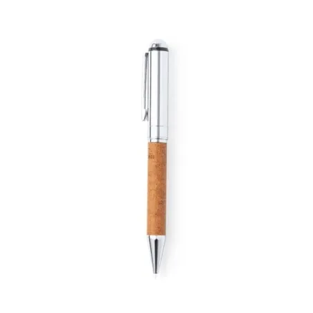 Stylo personnalisé en métal chromé et cuir recyclé pratique - Rayulk Matières : silicone Couleurs : noir personnalisable avec vo