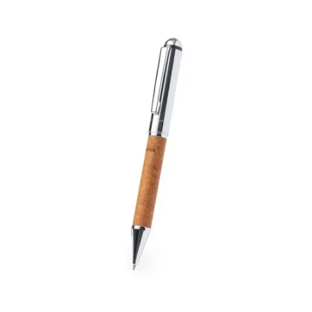 Stylo personnalisé en métal chromé et cuir recyclé pratique - Rayulk Matières : silicone Couleurs : noir cadeau entreprise pas c
