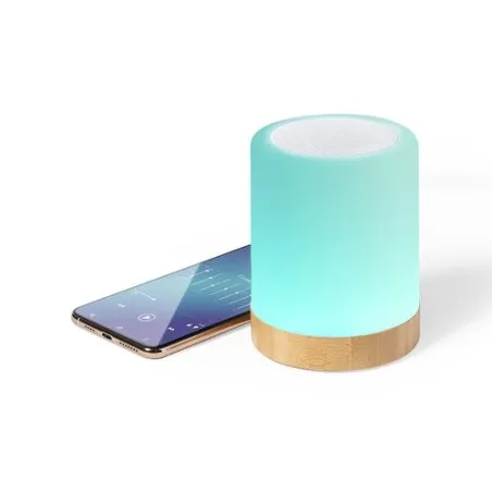 Haut-Parleur Personnalisé avec Ambiance Lumineuse Économique - Nalow Matières : polyester Couleurs : noir cadeau entreprise pas 