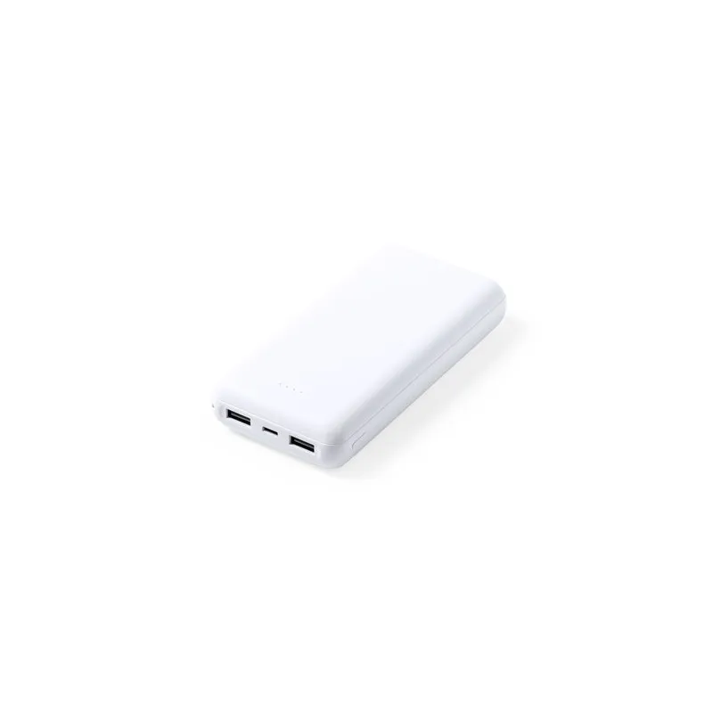 Power Bank Écologique 20000 mAh Double USB Personnalisé - Kiubert Matières : bambou Couleurs : blanc objet promotionnel éco-resp