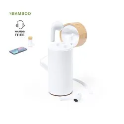 Écologique Écouteurs Bluetooth 5.0 avec Power Bank - Lac Matières : acier inoxydable Couleurs : blanc