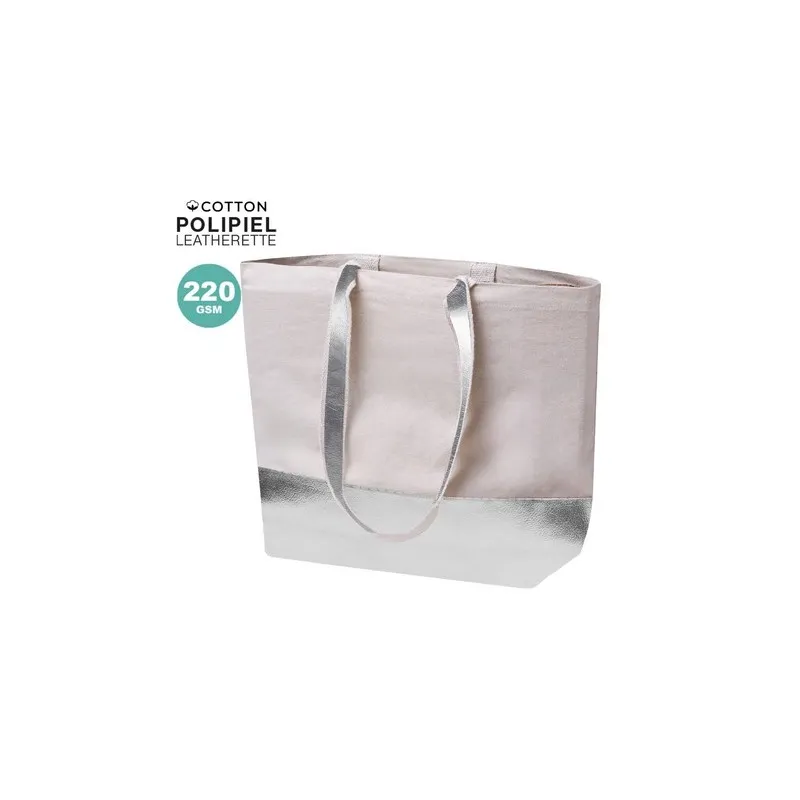 Sac de Shopping Écologique Personnalisé en Coton Recyclé Hitalax Matières : acier inoxydable Couleurs : gris impression haute dé