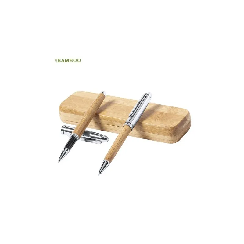 Stylo et Roller Écologiques Personnalisés Pas Cher - Set Notium Matières : PET recyclé Couleurs : blanc