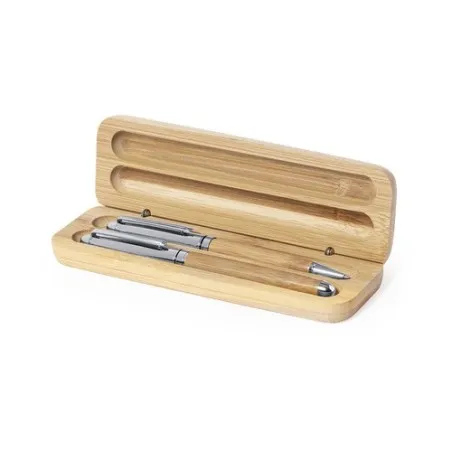 Stylo et Roller Écologiques Personnalisés Pas Cher - Set Notium Matières : PET recyclé Couleurs : blanc personnalisable avec vot