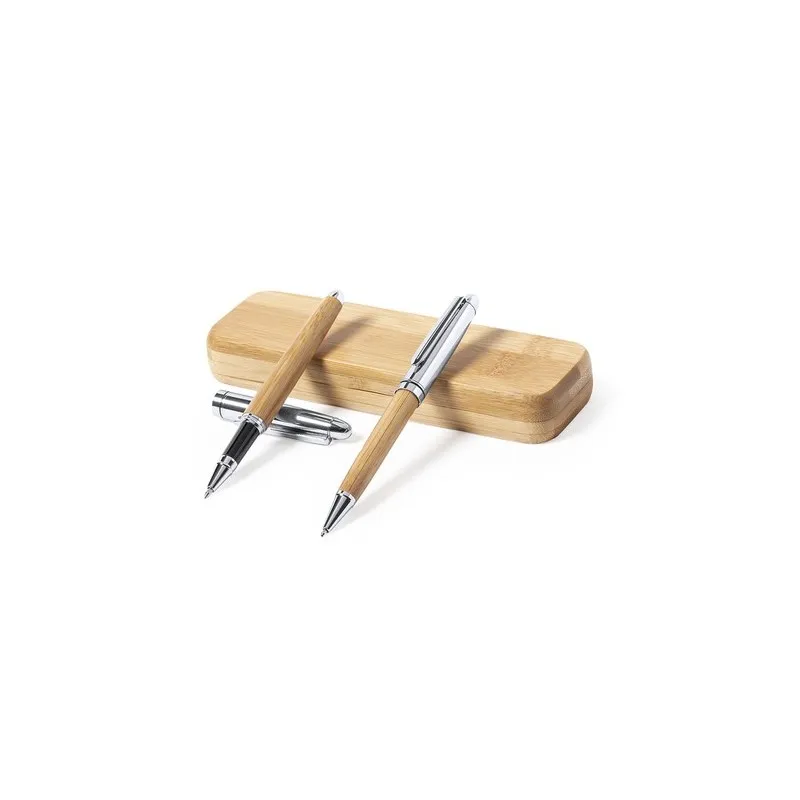 Stylo et Roller Écologiques Personnalisés Pas Cher - Set Notium Matières : PET recyclé Couleurs : blanc cadeau entreprise pas ch