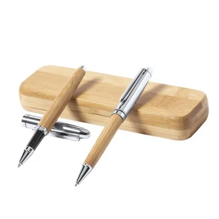 Stylo et Roller Écologiques Personnalisés Pas Cher - Set Notium Matières : PET recyclé Couleurs : blanc goodies publicitaire évé