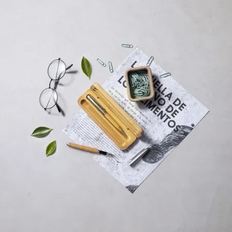 Stylo et Roller Écologiques Personnalisés Pas Cher - Set Notium Matières : PET recyclé Couleurs : blanc livraison express 24h 48