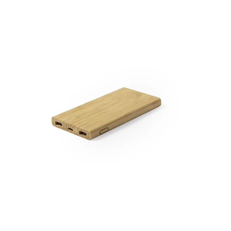 Power Bank Écologique Sans Fil Personnalisé Pas Cher - Kalery Matières : bambou Couleurs : blanc personnalisable avec votre logo