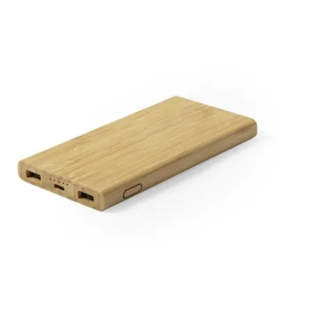 Power Bank Écologique Sans Fil Personnalisé Pas Cher - Kalery Matières : bambou Couleurs : blanc personnalisable avec votre logo