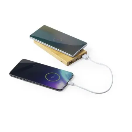 Power Bank Écologique Sans Fil Personnalisé Pas Cher - Kalery Matières : bambou Couleurs : blanc livraison express 24h 48h
