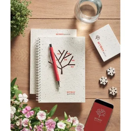 Carnet A5 écologique à couverture en papier semence - SEED BOOK Matières : papier Couleurs : beige impression haute définition