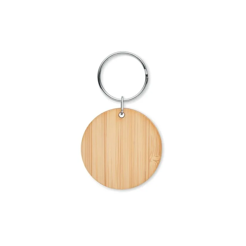 Porte-clés ronds écologiques en bambou - ROUNDBOO Matières : papier Couleurs : blanc personnalisable avec votre logo