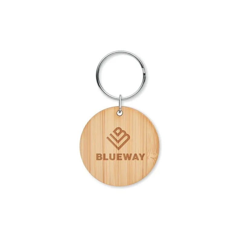 Porte-clés ronds écologiques en bambou - ROUNDBOO Matières : papier Couleurs : blanc cadeau entreprise pas cher