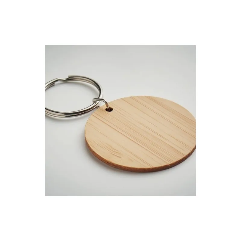 Porte-clés ronds écologiques en bambou - ROUNDBOO Matières : papier Couleurs : blanc goodies publicitaire événementiel