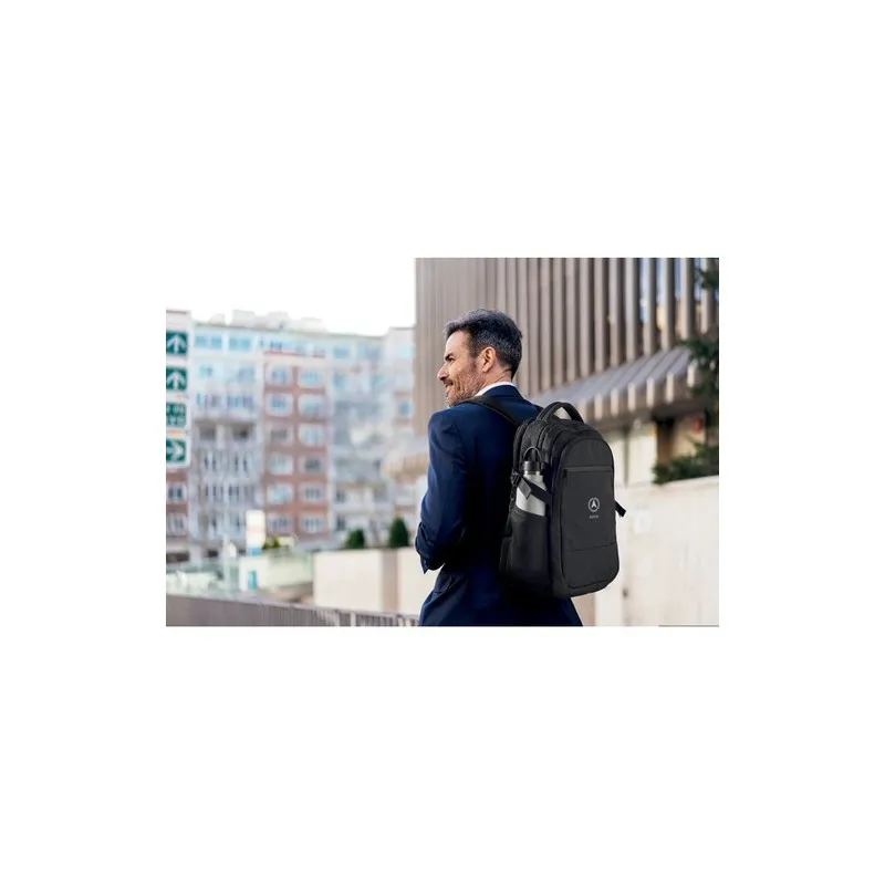 Sacoche Écologique Personnalisable RPET 600D pour Ordinateur HANA Matières : PET recyclé Couleurs : noir marquage laser ultra pr