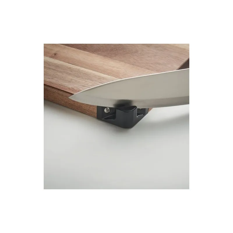 Planche à découper écologique en acacia - ACALIM Matières : acier inoxydable Couleurs : noir goodies publicitaire événementiel