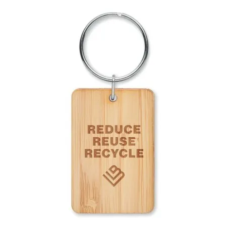 Porte-clés rectangulaire en bambou personnalisé ANGLEBOO Matières : PET recyclé Couleurs : bleu cadeau entreprise pas cher