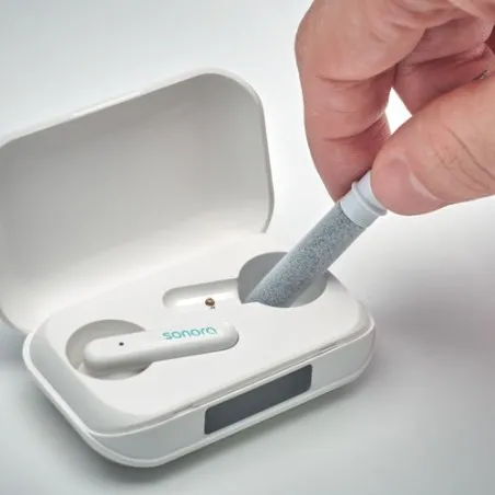 Set de nettoyage stylo stylet pratique personnalisé CLEANPEN Couleurs : argenté mat Matières : acier inoxydable recyclé objet pr