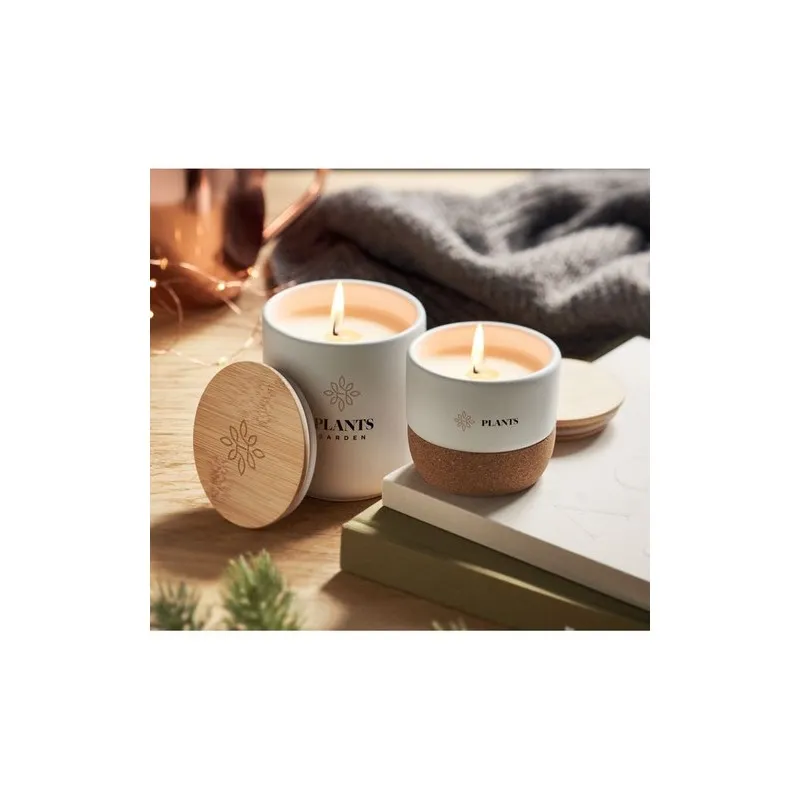 Bougie Parfumée Écologique en Cire Végétale 80 g MENKAURE Matières : coton Couleurs : beige goodies publicitaire événementiel