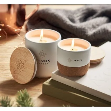 Bougie Parfumée Écologique en Cire Végétale 80 g MENKAURE Matières : coton Couleurs : beige goodies publicitaire événementiel
