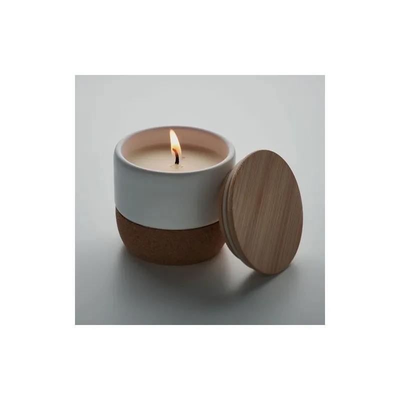 Bougie Parfumée Écologique en Cire Végétale 80 g MENKAURE Matières : coton Couleurs : beige impression haute définition