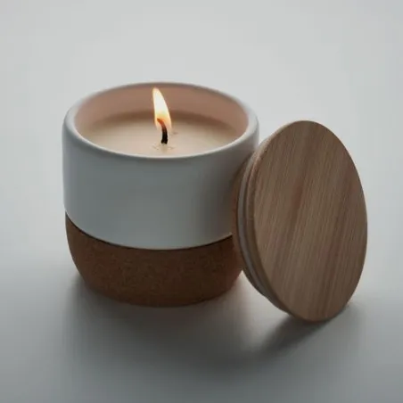 Bougie Parfumée Écologique en Cire Végétale 80 g MENKAURE Matières : coton Couleurs : beige impression haute définition