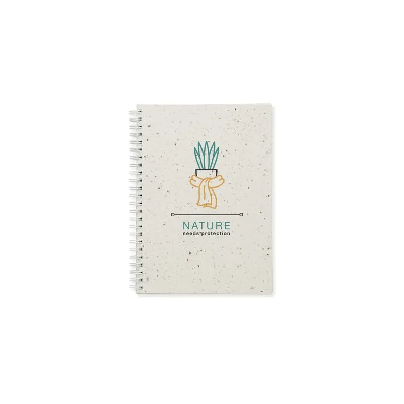 Carnet A5 Écologique en Papier Semence Personnalisé - SEED RING Matières : PET Couleurs : noir goodies publicitaire événementiel