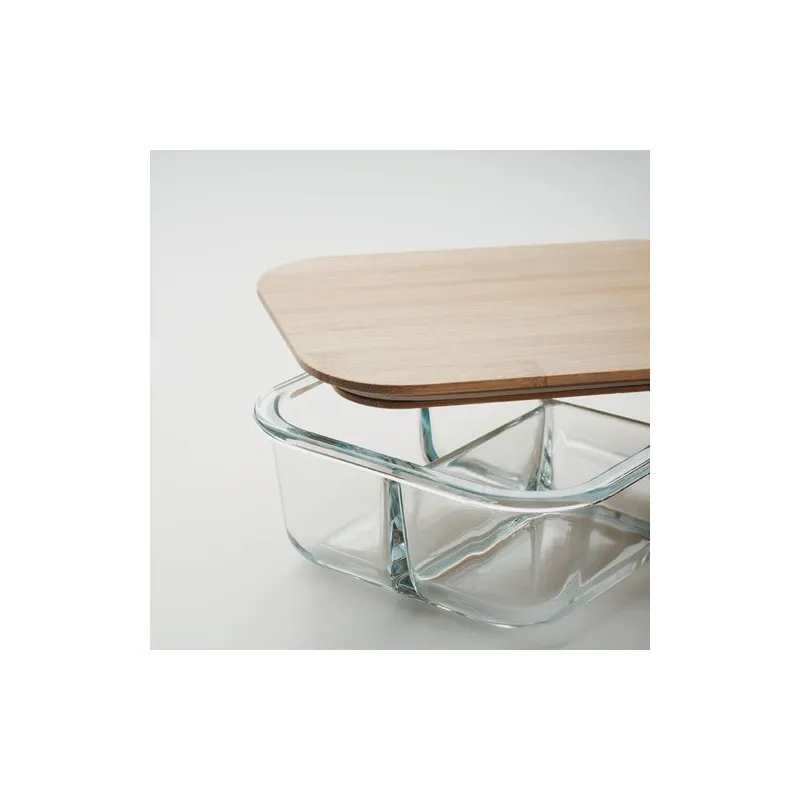 Lunchbox Écologique en Verre et Bambou Personnalisée TUNDRA 3 Matières : PET Couleurs : kaki marquage laser ultra précis