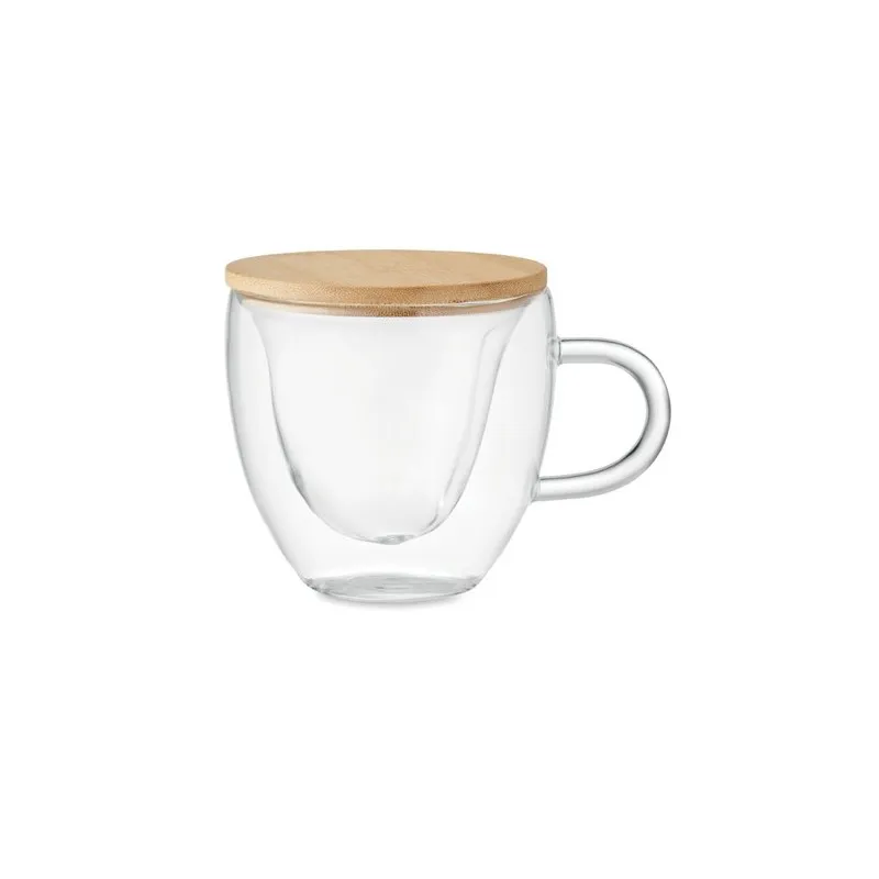 Tasse personnalisée en borosilicate à double paroi - CORAMUG Matières : polyester Couleurs : gris