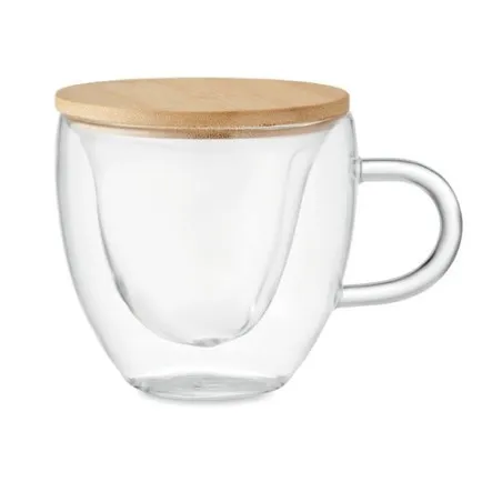 Tasse personnalisée en borosilicate à double paroi - CORAMUG Matières : polyester Couleurs : gris