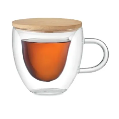 Tasse personnalisée en borosilicate à double paroi - CORAMUG Matières : polyester Couleurs : gris cadeau entreprise pas cher