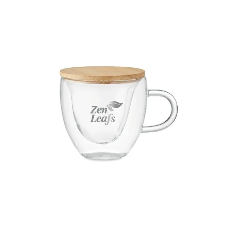 Tasse personnalisée en borosilicate à double paroi - CORAMUG Matières : polyester Couleurs : gris impression haute définition