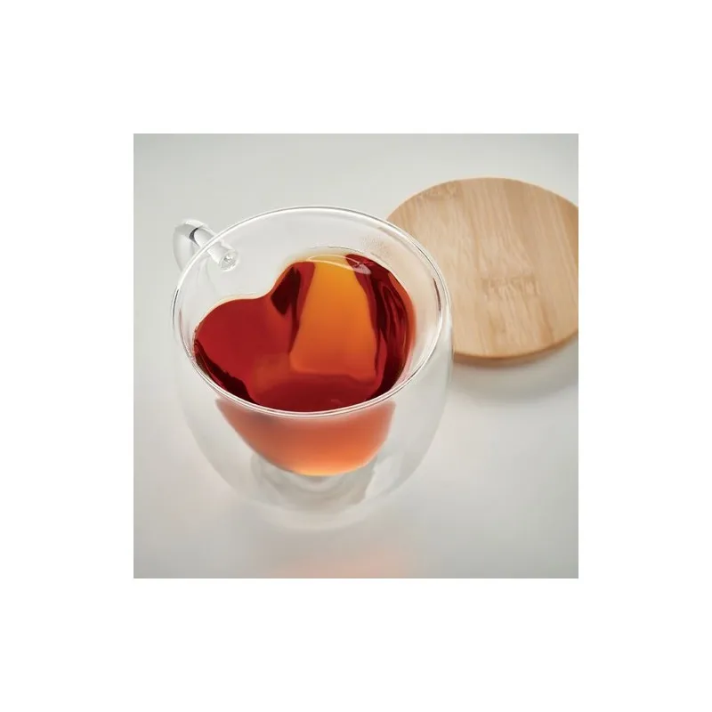 Tasse personnalisée en borosilicate à double paroi - CORAMUG Matières : polyester Couleurs : gris marquage laser ultra précis