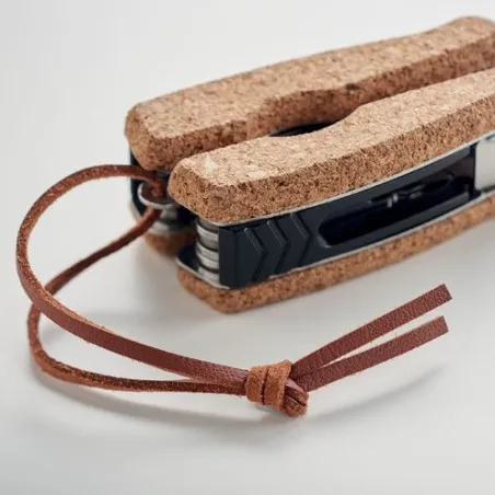 Couteau multifonction écologique pliable personnalisé en liège | PLIERKORK Matières : polypropylène (PP) Couleurs : noir Contena