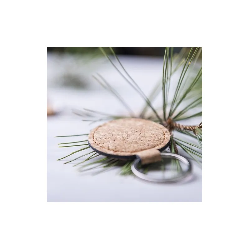 Porte-clés écologiques en liège naturel personnalisés - Kimbox Matières : polyester Couleurs : multicolore objet promotionnel éc