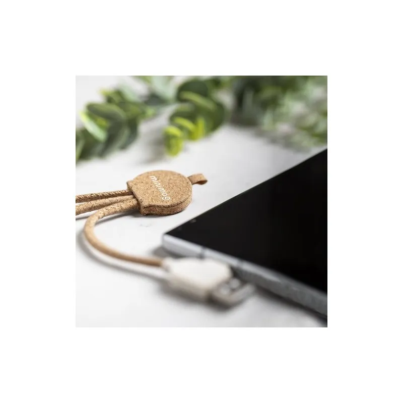 Câble de charge écologique personnalisé pratique pas cher - Stuart Matières : polypropylène (PP) Couleurs : vert citron impressi